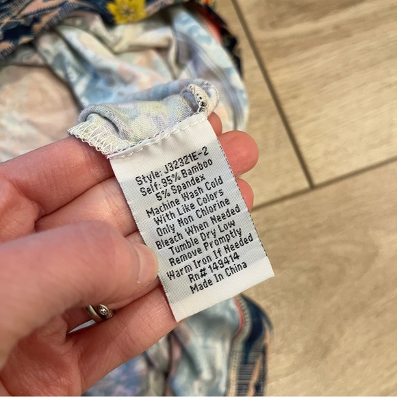 Johnny Was Allie Flower Mixed Print Swing Dress Multi Bamboo Patchwork Size XS - Picture 4 of 5